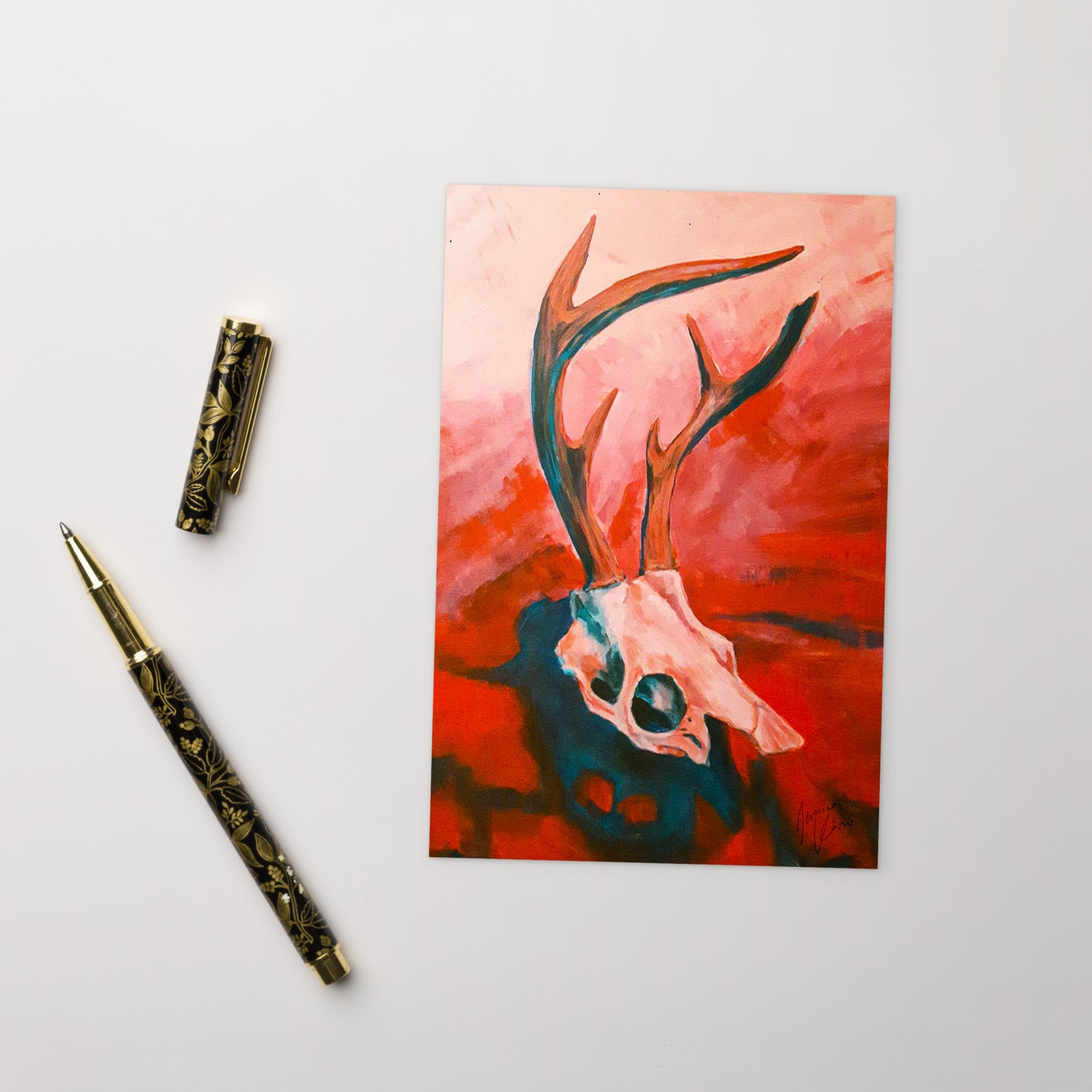 Scarlet Solitude / Art Postcard